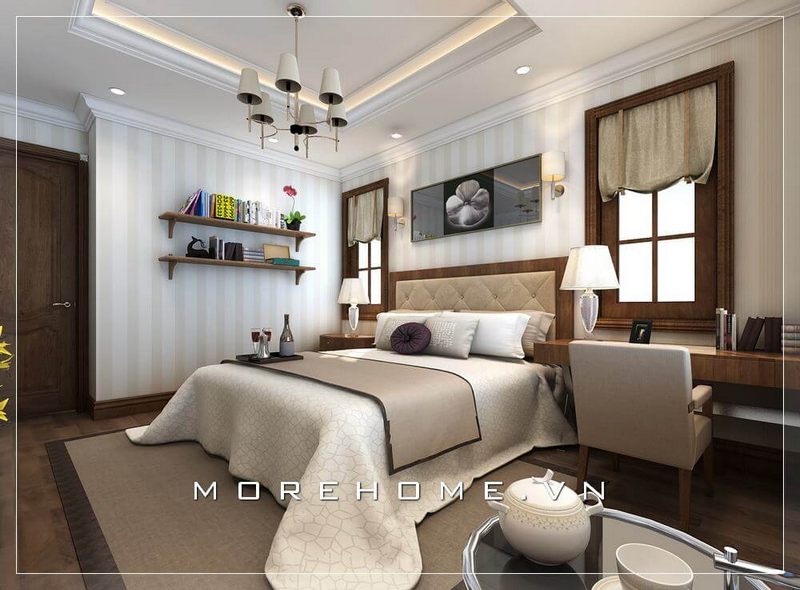 Thiết kế giường ngủ hiện đại với gam màu nhã nhặn, tinh tế phù hợp với nhiều không gian tại phòng ngủ ông bà